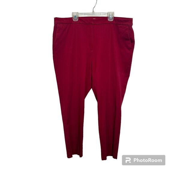 J Jill Pants Womens 18 Red Cropped Premium Bi Stretch High‎ Rise Casual Cotton - Picture 1 of 10